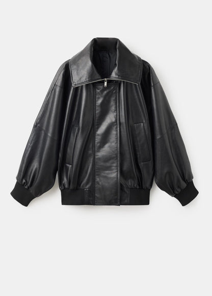High Collar Leather Jacket