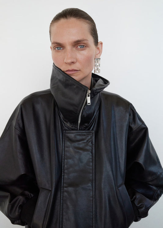 High Collar Leather Jacket